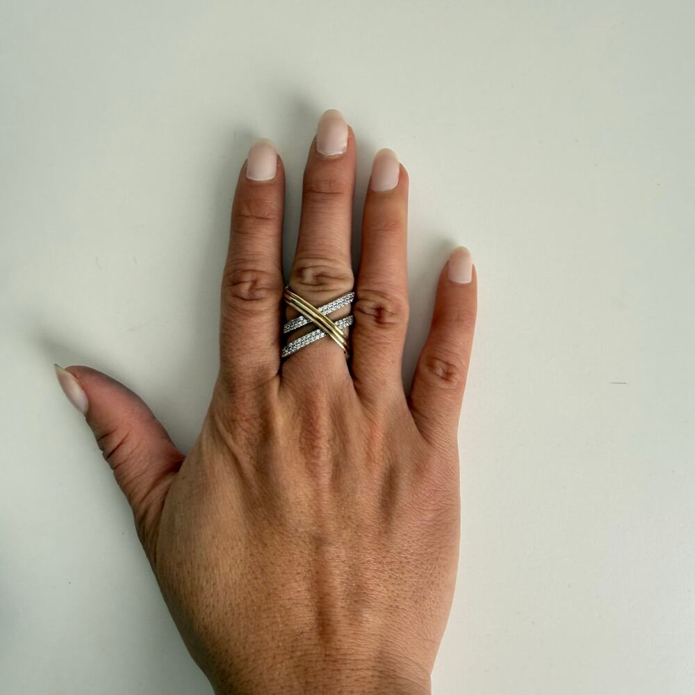Rings Bundle Sterling Silver 925 Colombian Made with Rhinestones 5 piece Size 7 - Picture 2 of 8